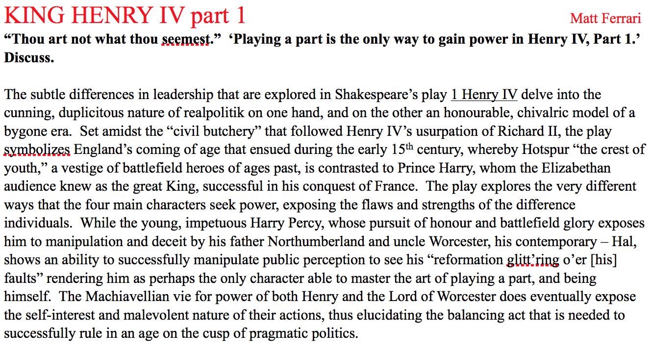 Реферат: Education Of Hal King Henry IV Essay