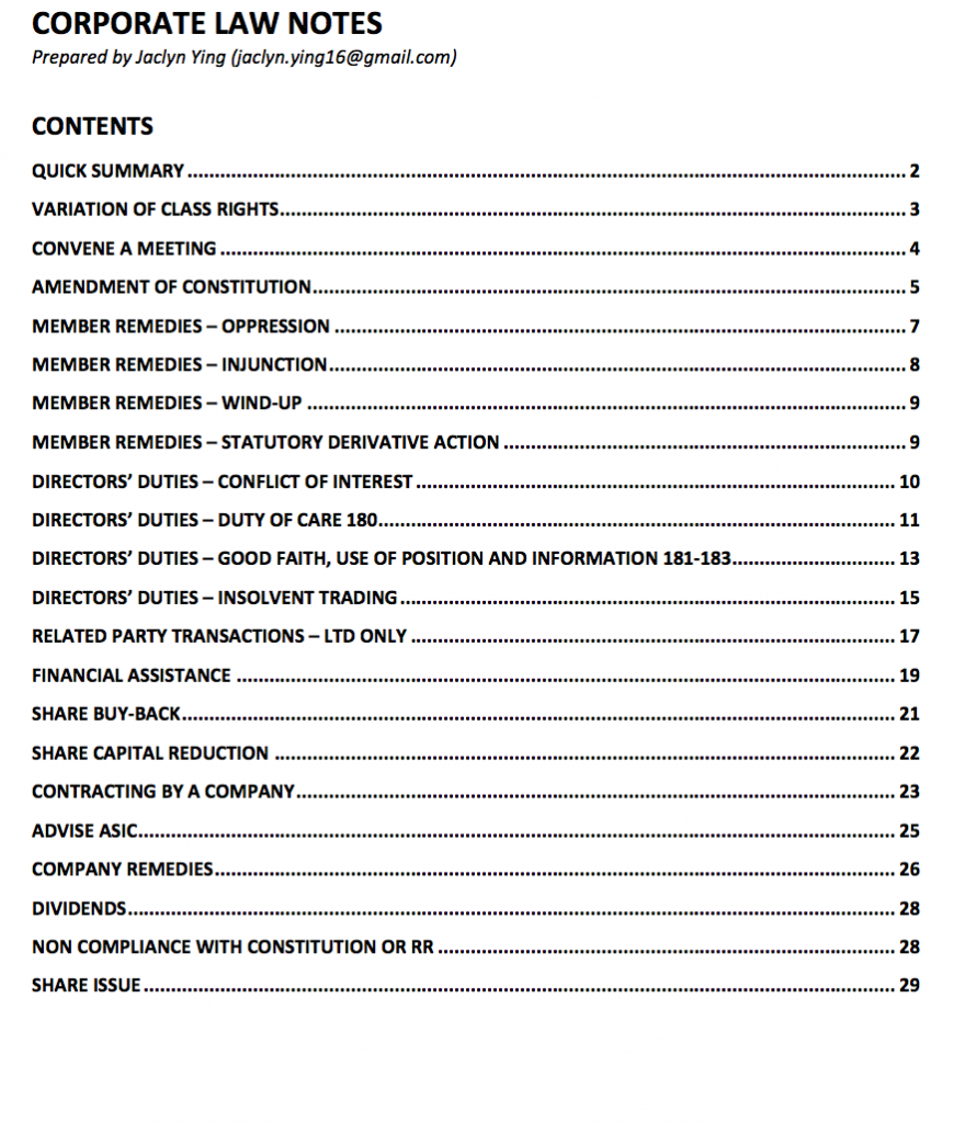 BLAW20001 Corporate Law - NoteXchange