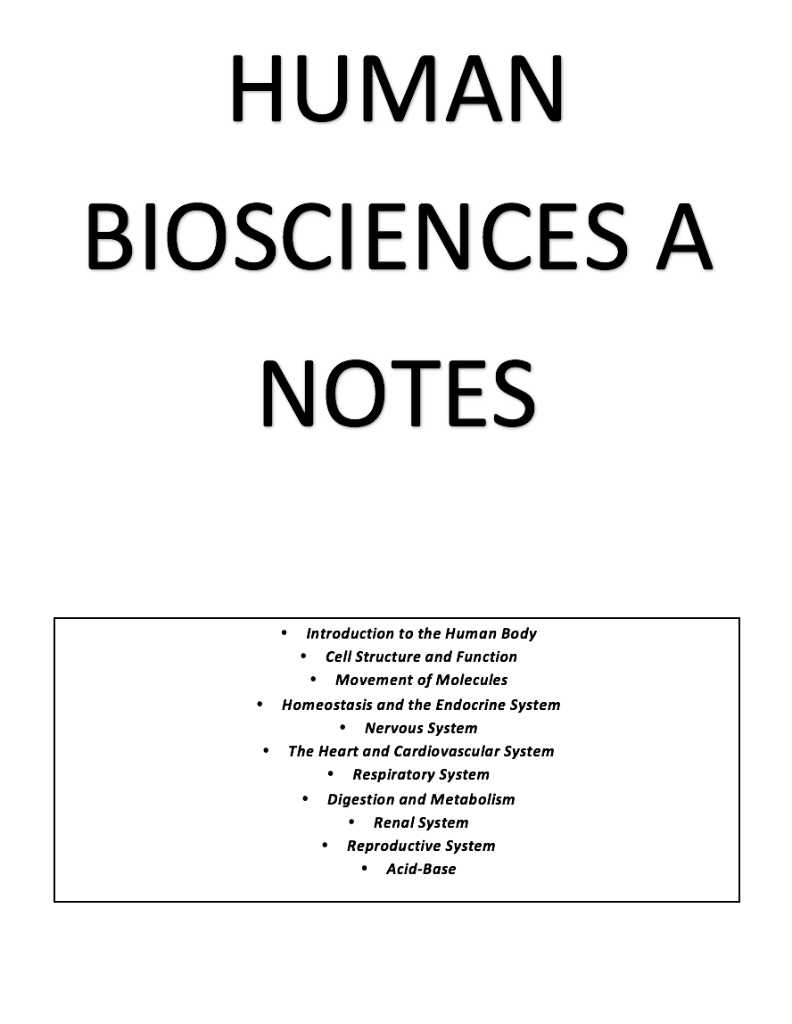 HBS1HBA Human Biosciences A Notes - NoteXchange