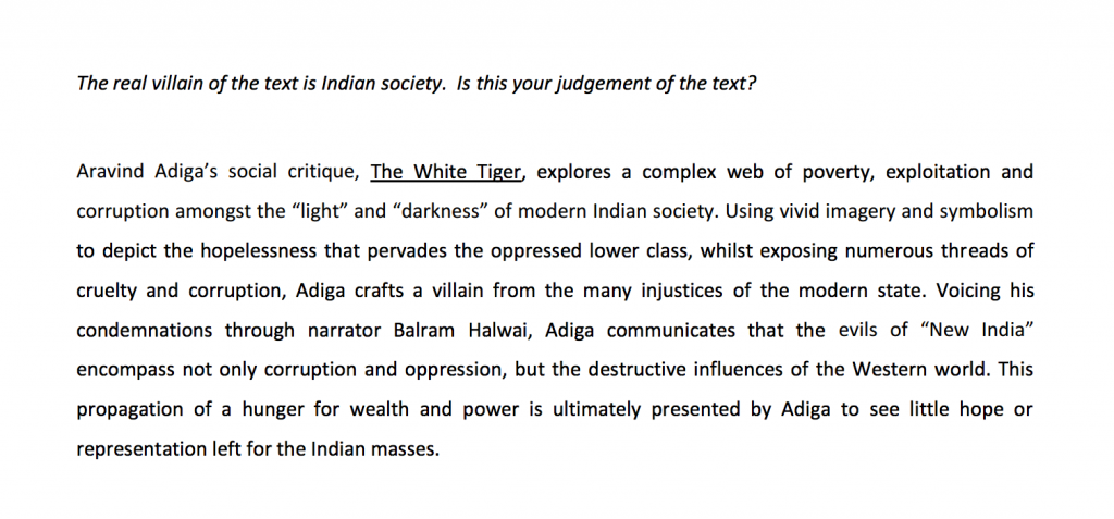 white tiger short essay in english