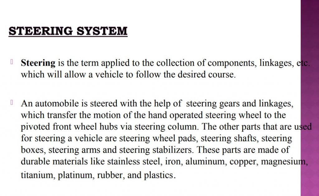 Automotive Steering Systems