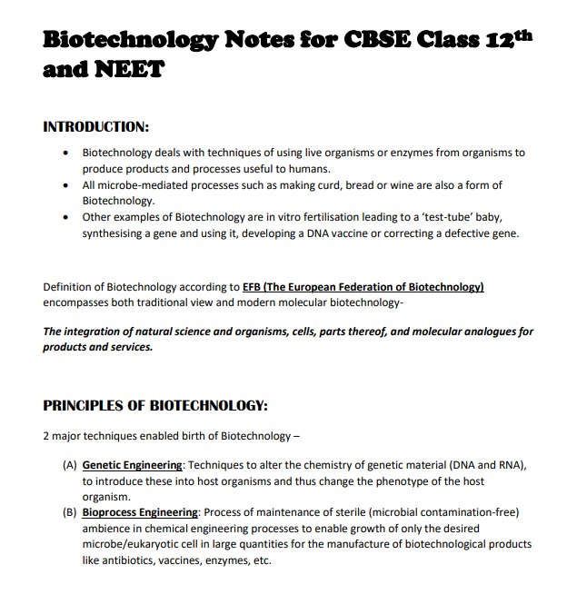 Biotechnology Notes - NoteXchange