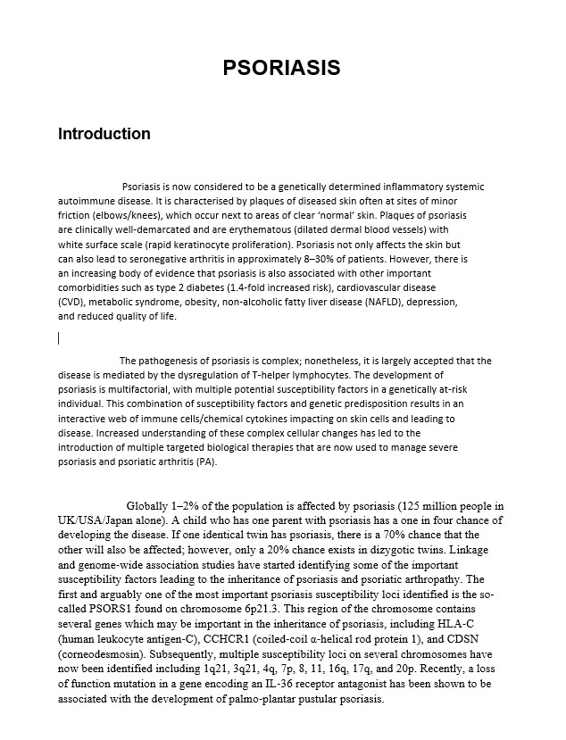 Dermatology Notes About Psoriasis - NoteXchange