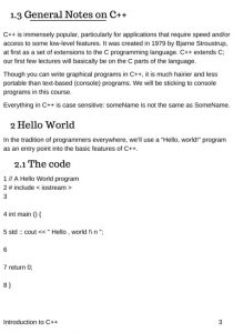  Introduction to C++