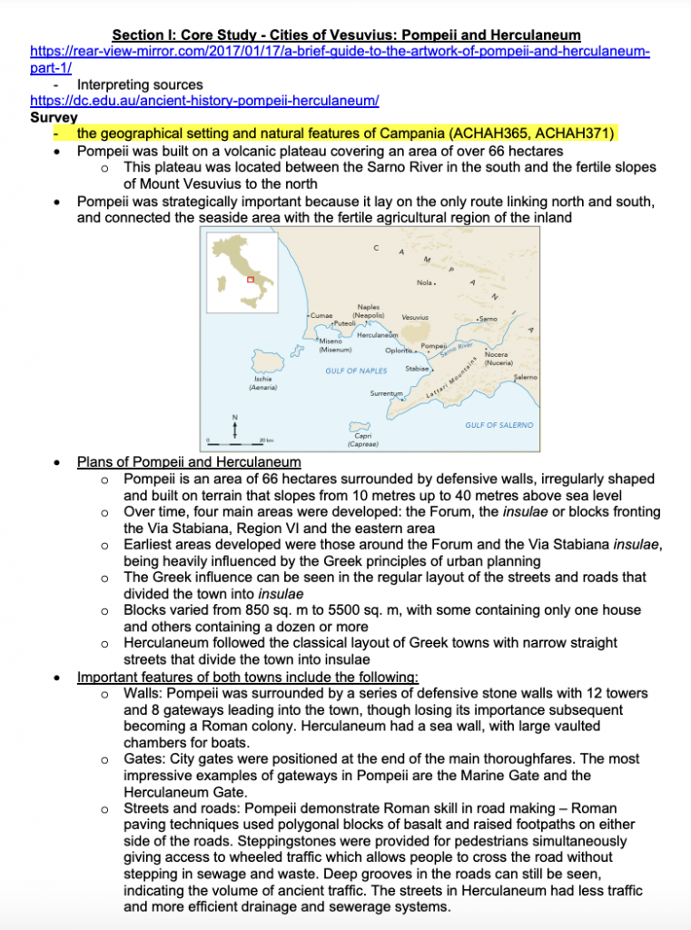 HSC Ancient History on Pompeii and Herculaneum