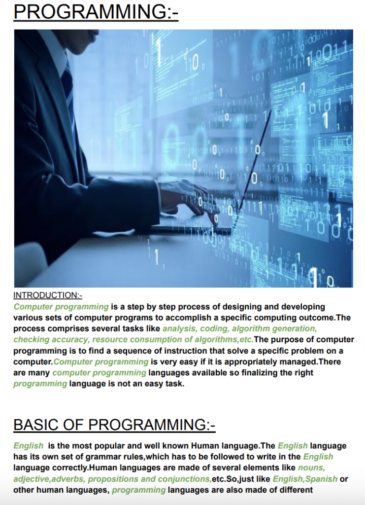 Basic Concepts of Programming