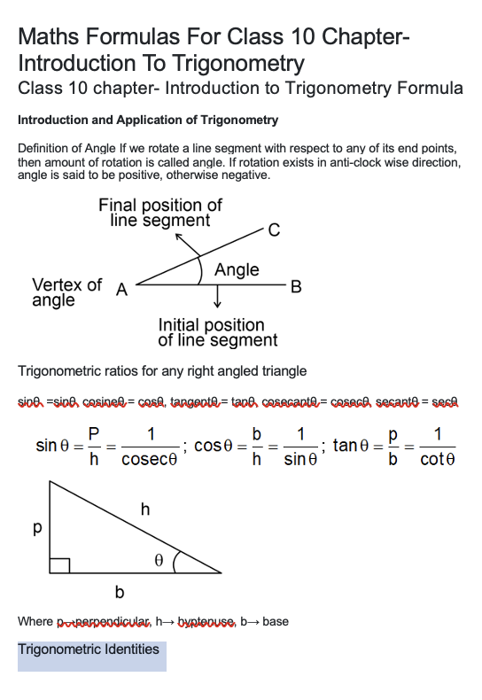 All Formulas of Trigonometry - NoteXchange