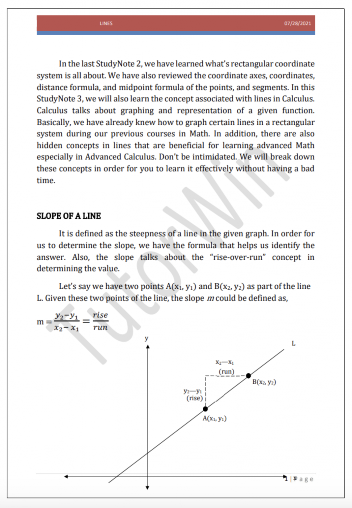 Lines in Differential Calculus