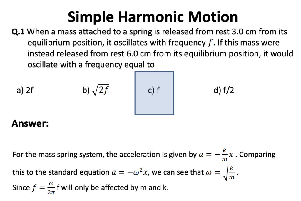 Simple Harmonic Motion Q and A