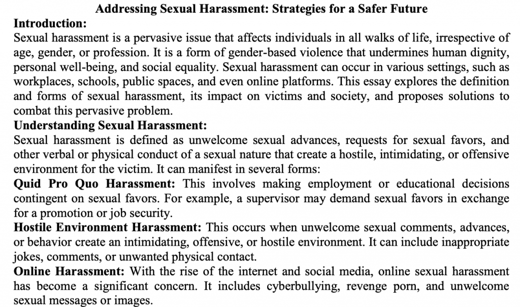 Addressing Sexual Harassment