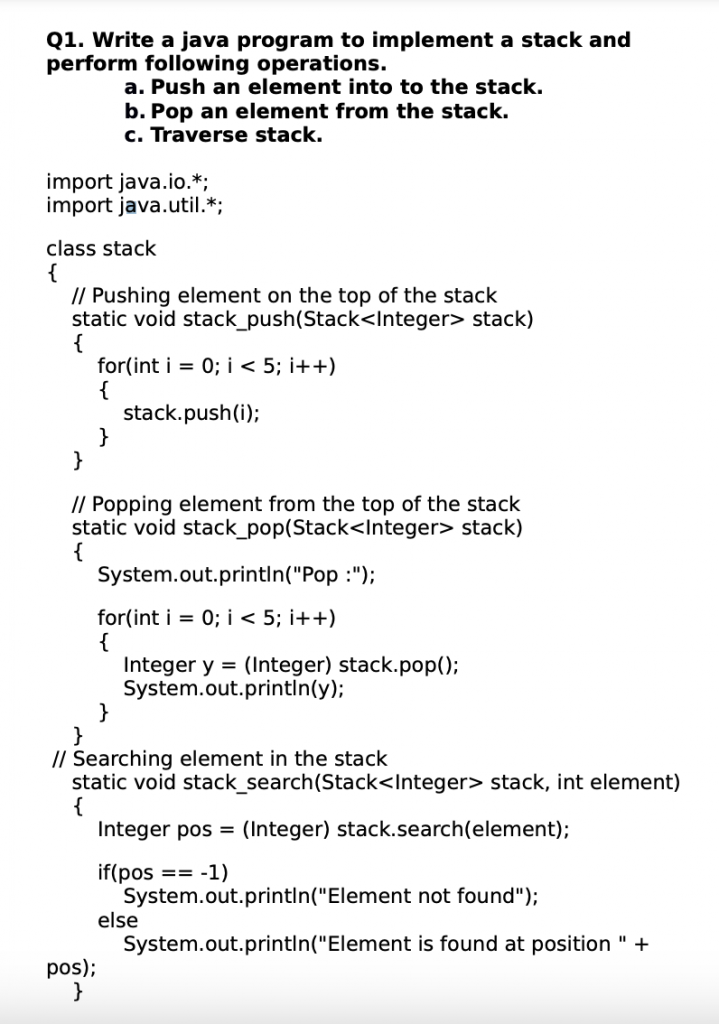 Advance Java Questions with Programs