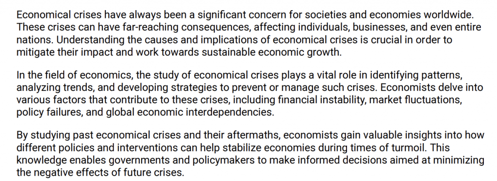 Navigating Economic Crises