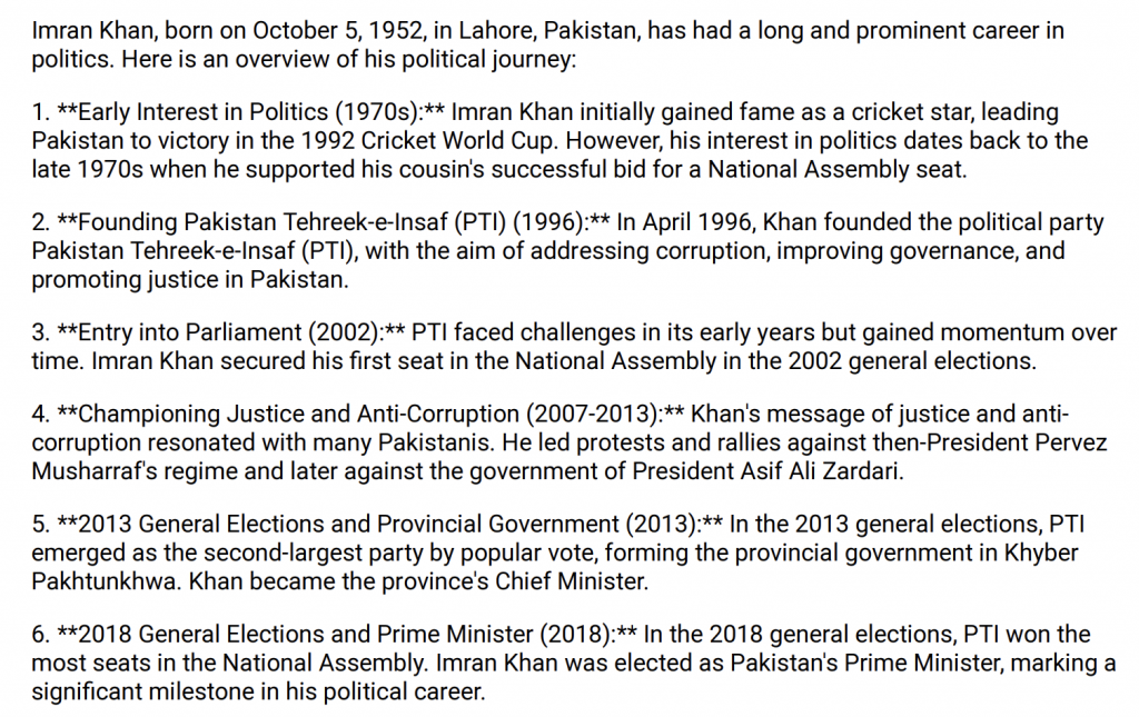 Political Career of Imran Khan