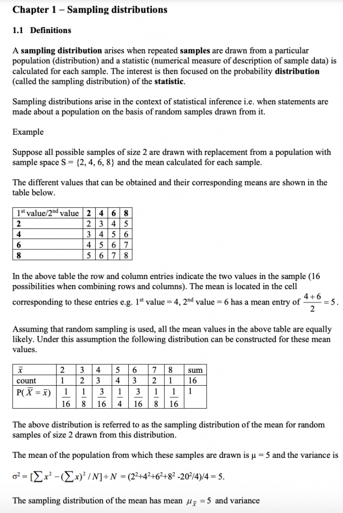 Statistical Sampling and Inference