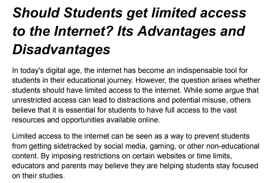 Pros and Cons of Limiting Student Internet Access