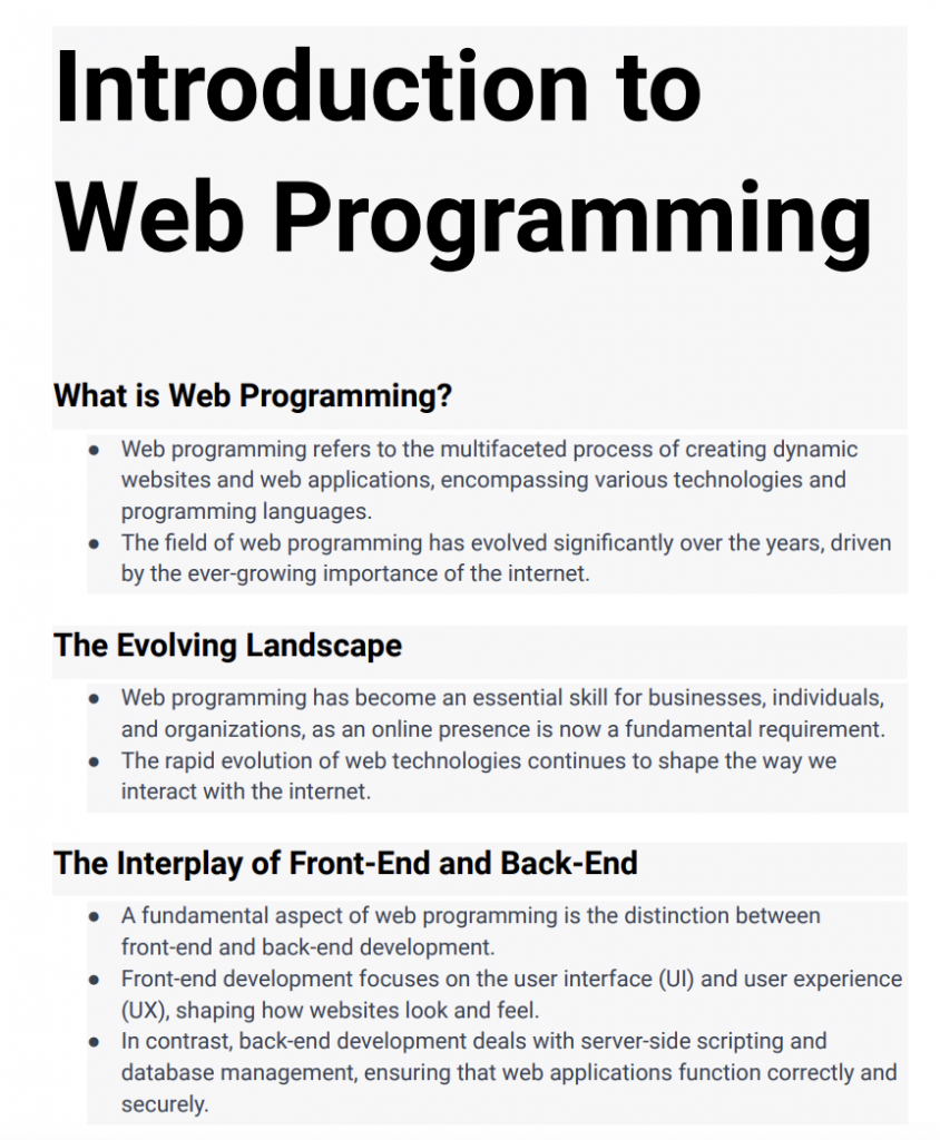 Guide to Web Programming