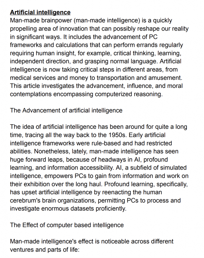 Essay on Artificial Intelligence