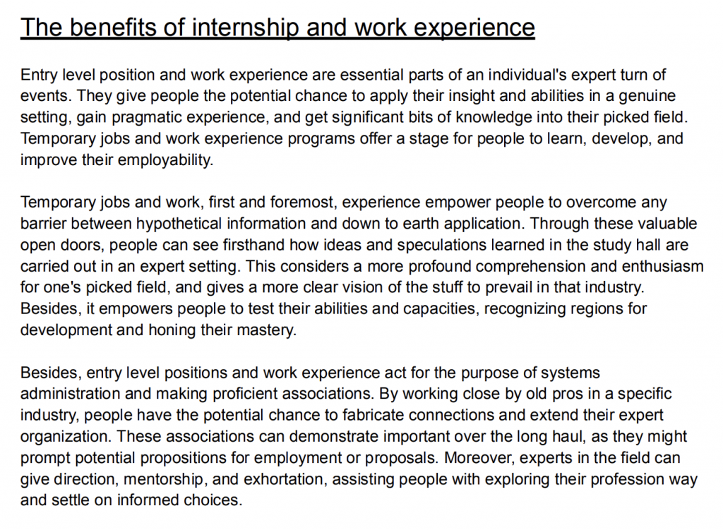 Internship and Work Experience Benefits